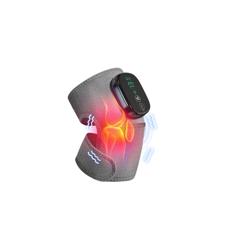 [Australia] - Heated Knee Massager, Foot Massager with Heat, Shoulder Massagers with Heat, Knees Warmers Wrap, 3-in-1 Vibration Heating Pad for Knee, Shoulder, and Elbow, Adjustable Size, Gifts for Dad Mom (Grey) Grey 