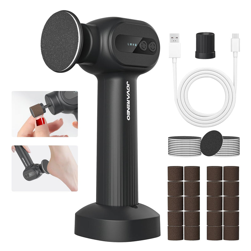 [Australia] - Electric Foot Callus Remover Rechargeable, Electronic Foot File Pedicure Tool, 2 in 1 Foot Grinder, Pro Foot Scrubber Kit for Dead, Hard, Cracked Skin, with 6 Speeds & 20 Sandpaper Discs 
