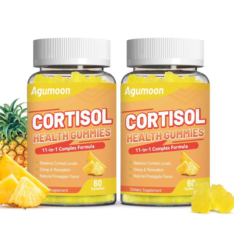 Cortisol Gummies for Women, Cortisol Supplements - 120 Gummies | with Ashwagandha, Magnesium, L-theanine, for Relaxation and Mood Support, Sugar Free, Vegan 60 Count (Pack of 2)