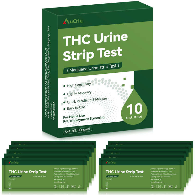 THC Urine Strip Test, THC Tests for Home Drug Test Kit, Highly Sensitive Marijuana/Weed Urine Marijuana Drug Test, 50 ng/mL Cutoff Level (10 Count)