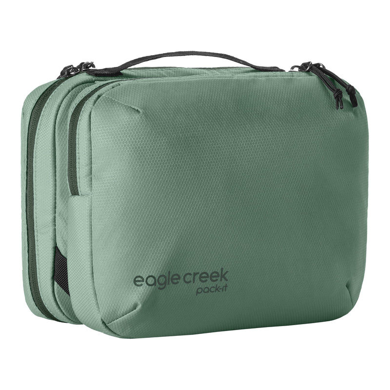 Eagle Creek Pack-It Trifold Toiletry Kit, Willow Green | Dopp Kit Toiletry Organizer with Padded Interior, Durable Hanging Hook and Large Compartments, Water-Resistant and Washable