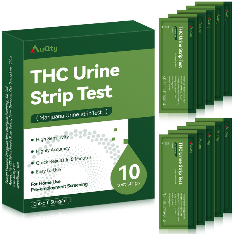 THC Urine Strip Test, THC Tests for Home Drug Test Kit, Highly Sensitive Marijuana/Weed Urine Marijuana Drug Test, 50 ng/mL Cutoff Level (10 Pcs)