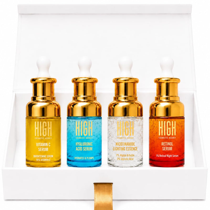 ELIXIR QUARTET™ – 4-Piece Facial Serum Set | Vitamin C, Hyaluronic Acid, Nicotinamide & Retinol | Complete AM & PM Skincare System | Full-Size Facial Serum Kit Fragrance Free 1 Fl Oz (Pack of 4)