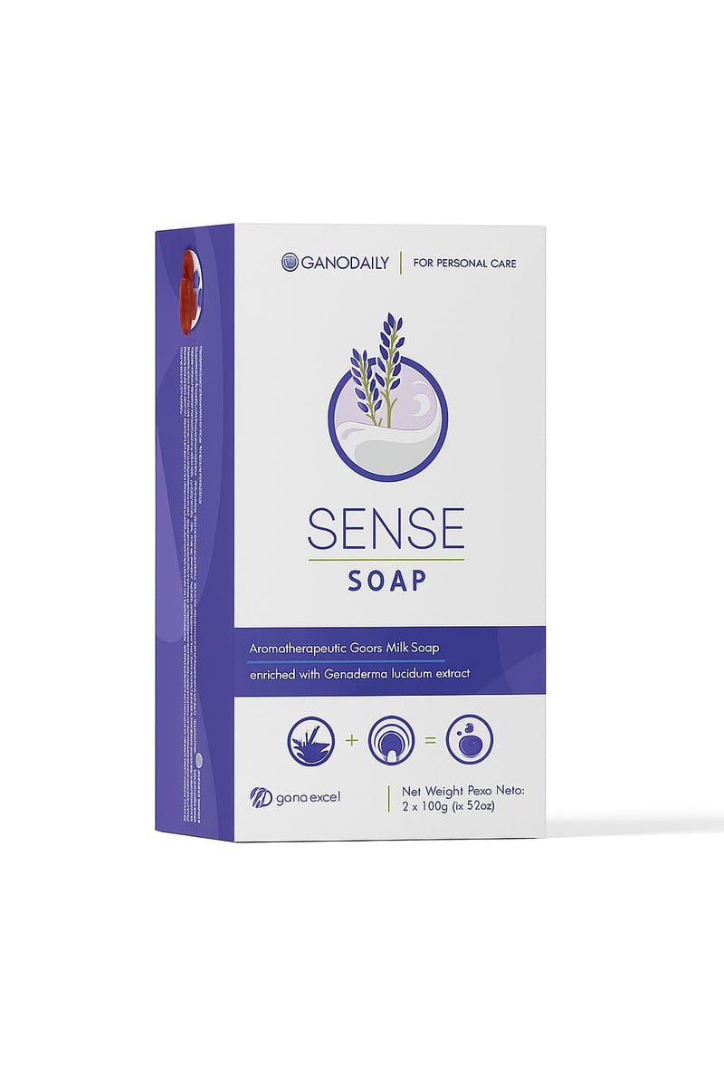 SENSE Soap by Gano Exel – Sensitive Skin Bar Enriched with Ganoderma Lucidum, Vitamin E & Rejuvenating Minerals – Antioxidant Natural Skincare – 2×100 g (3.52 oz)