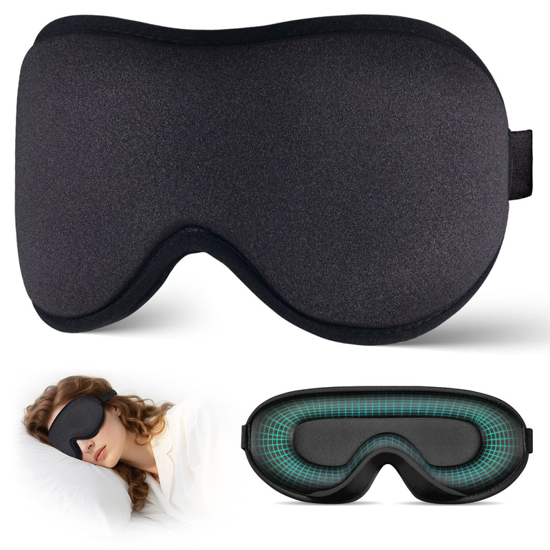 [Australia] - Sleep Mask for Side Sleeper Men Women | Zero Eye Pressure 3D, Light Blocking Design, Soft Breathable Eye Shade Cover for Travel, Black 