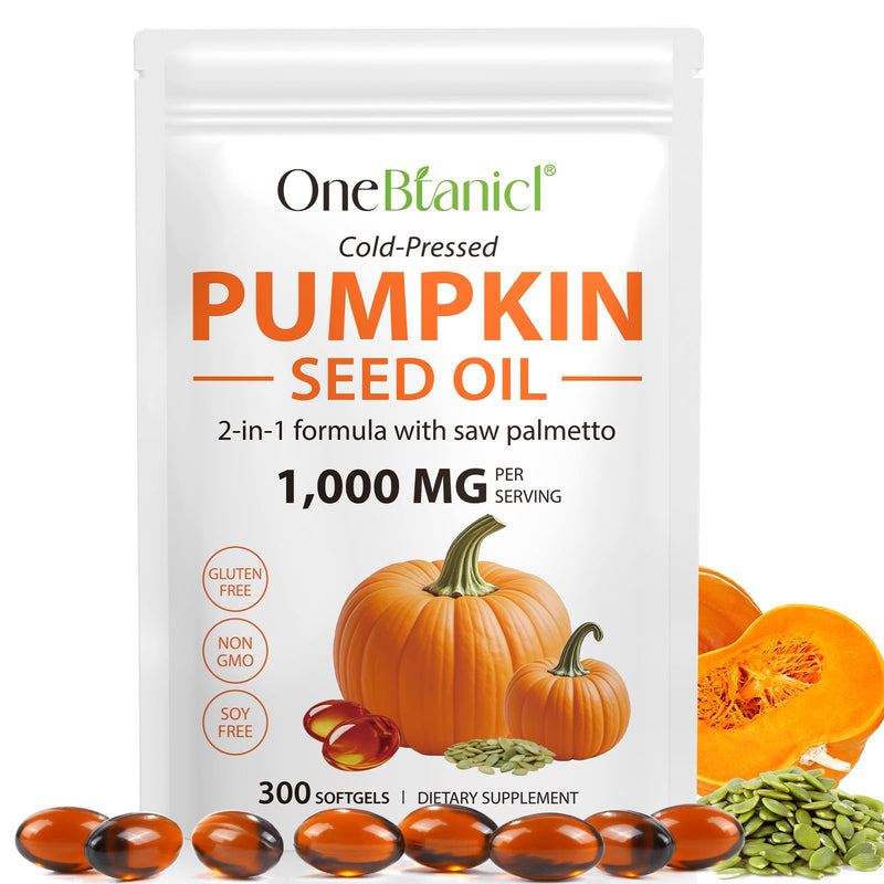 [Australia] - Pumpkin Seed Oil with Saw Palmetto 2-in-1 Formula 300 Softgels, Cold Pressed, Pure Virgin Oil, Supports Hair, Urinary, Bladder & Prostate Health, Non-GMO 