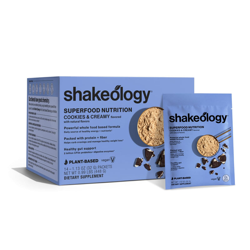 BODi Shakeology 0g Added Sugar Plant Based Protein Powder Blend, Gluten-Free Shake with Vitamins and Minerals – Helps Support Healthy Weight Loss, Lean Muscle, Cookies and Creamy- 14 Servings Cookies & Creamy Vegan 14 Individual Packets