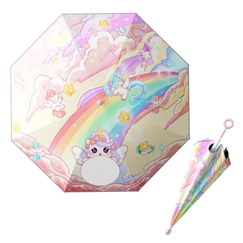 HOUSTIN Kids Umbrella – Lightweight & Fun Design with 360° Reflective Strips, Safety Anti-Pinch Mechanism, Perfect for Rain or Shine, Ages 3-10 – Ideal Outdoor Umbrella for Children DJS