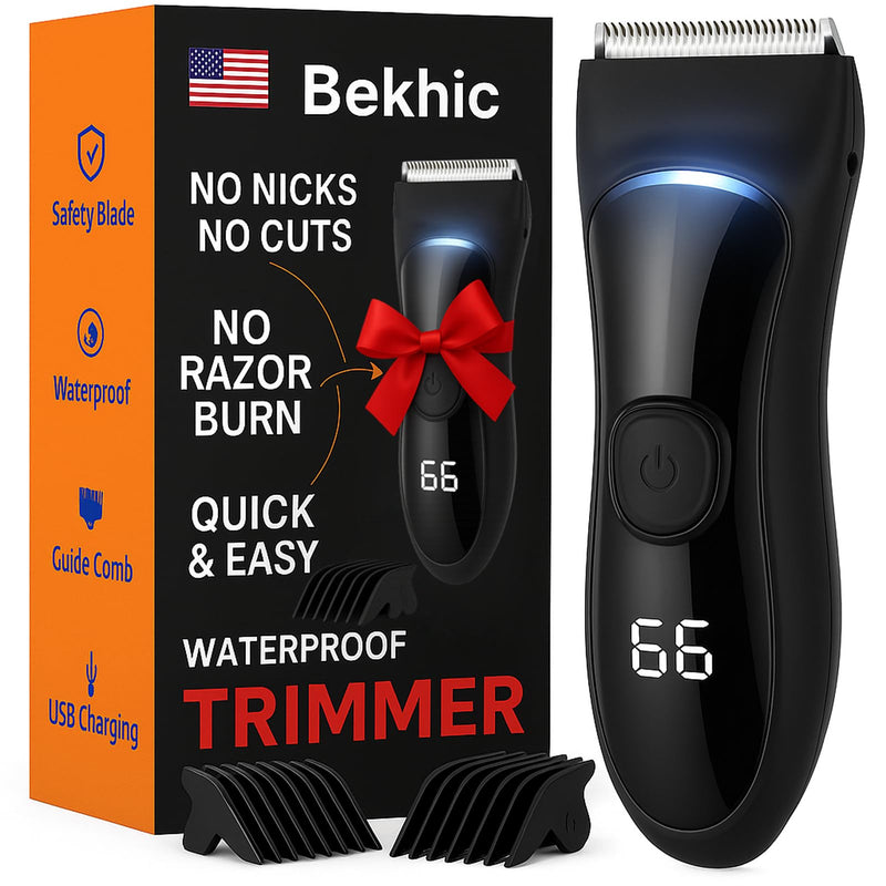 [Australia] - Manscape Groin & Body Hair Trimmer for Men, Waterproof Electric Ball Trimmer with Skin-Friendly Ceramic Blade, with LED Light Manscaping Razor for Pubic Area, Chest, Back & Armpits,90 Minutes Shaving Black 