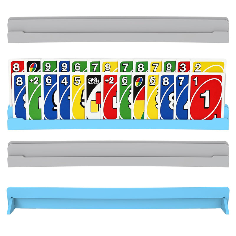 [Australia] - Set of 4 Playing Cards Holders for Seniors Adults ‚Äì Multi-layer Holders with Foldable Stand for Elderly or Little Hands Playing Cards Game Bridge Canasta Strategy Foot and Hand UNO, Blue + Grey 2 Blue + 2 Grey 