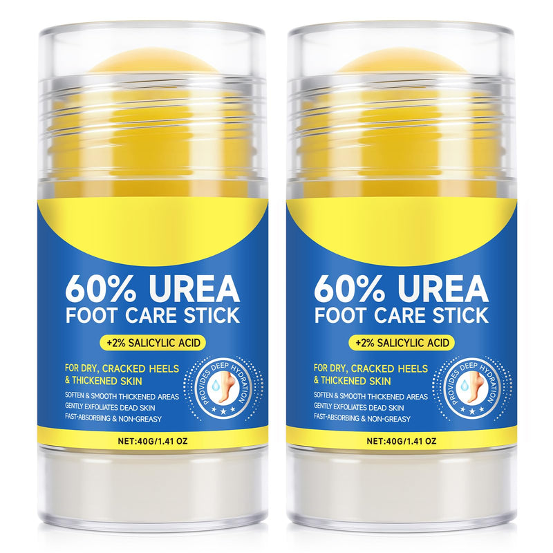 60% Urea Cream Stick plus 2% Salicylic Acid, Maximum Strength Urea Foot Cream Callus Remover for Dry Cracked Heels, Hands, Knees,Exfoliating Moisturizer, Dead Skin Remover Foot Balm 1.4oz (2pcs) 1.41 Fl Oz (Pack of 2)