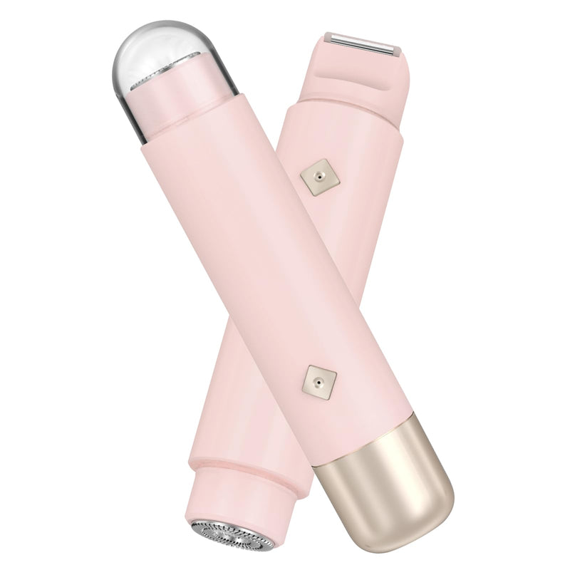 [Australia] - Bikini Trimmer for Women - 2 in 1 Electric Body Hair Trimmer with LED Display, IPX7 Waterproof & Easy to Clean, Cordless Body Shaver for Travel, Replaceable Ceramic Blade Heads, USB Charge Dock(Pink) Pink 