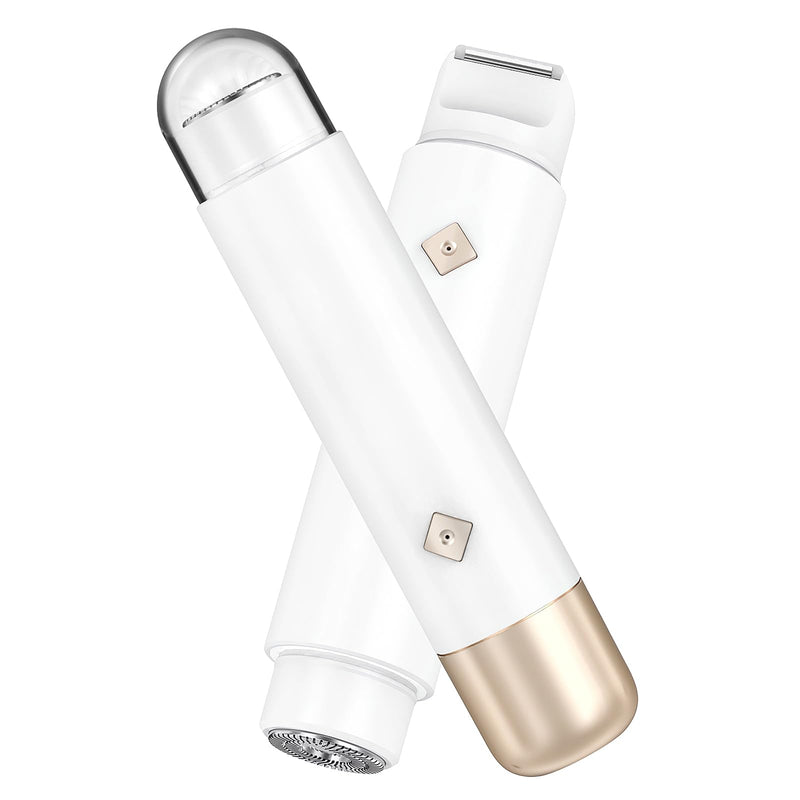 [Australia] - Bikini Trimmer for Women - 2 in 1 Electric Body Hair Trimmer for Silky Skin, Cordless Body Shaver for Travel, IPX7 Waterproof & Easy to Clean, Replaceable Ceramic Blade Heads (White) 
