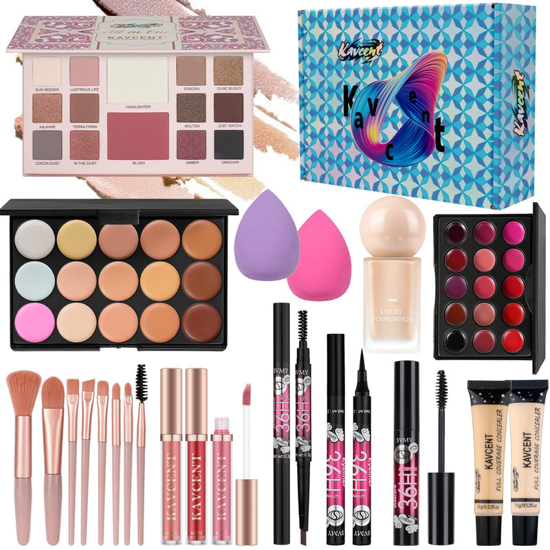 [Australia] - Makeup Set for Teens Women Makeup Kit for Women Full Kit Eyeshadow Foundation Makeup Gift Set for Teen Girls Christmas Makeup Kits for Teens Teenagers 14-16 ZH Blue Medium Makeup 