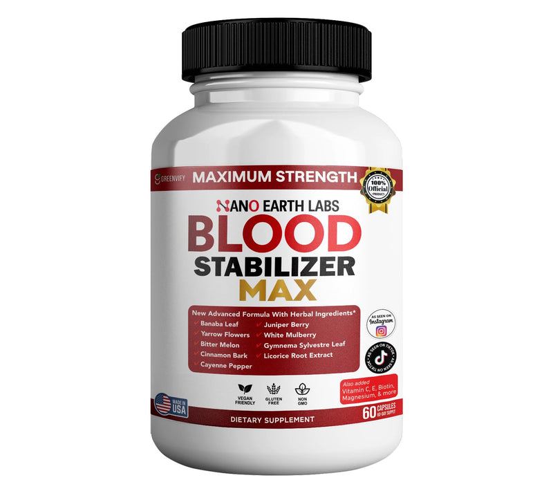 Nano Earth Labs Blood Stabilizer Max, 60 Capsules, Herbal Supplement with Vitamins and Minerals (1) 1