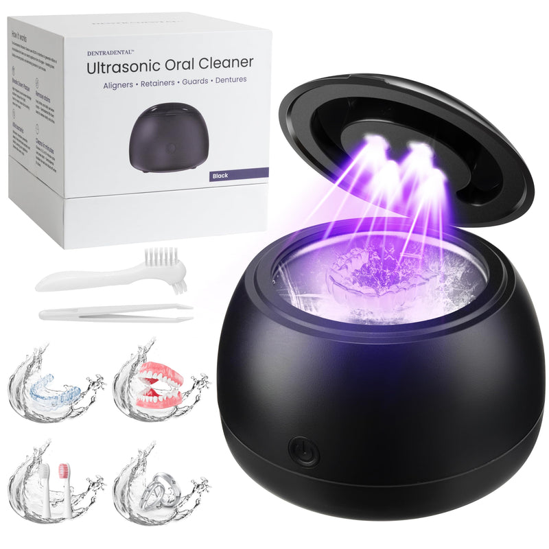 [Australia] - 45KHz Ultrasonic Retainer Cleaner Machine, 230ML UV Cleaner for Retainer, Denture, Mouth Guard, Aligner, Braces, Toothbrush & Jewelry | 3 Digital Timer Modes | Black 