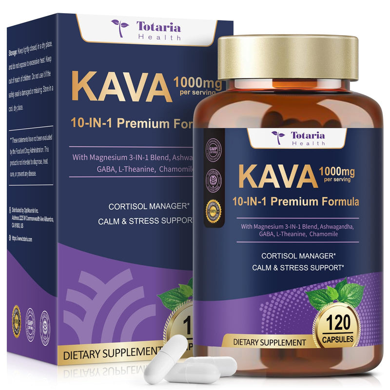 [Australia] - Kava Kava Root Extract 1000mg with Magnesium - 50% Kavalactones, L Theanine, Ashwagandha Herbal Blend for Balanced Mood, Relax Calming, Sleep, Mood, Cognitive & Immune Support - 120 Veg Capsules 