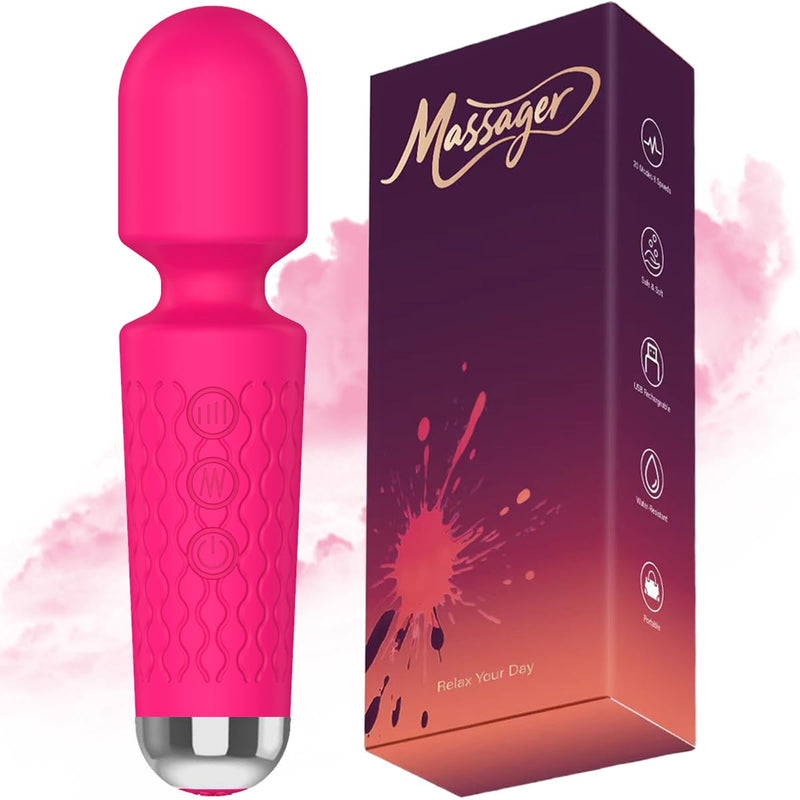 [Australia] - Upgraded Mini Massager for Back, Neck, Whole Body and More, Rose Pink Small Massager Relief Stress & Promote Relaxation, 20 Modes 8 Speeds 