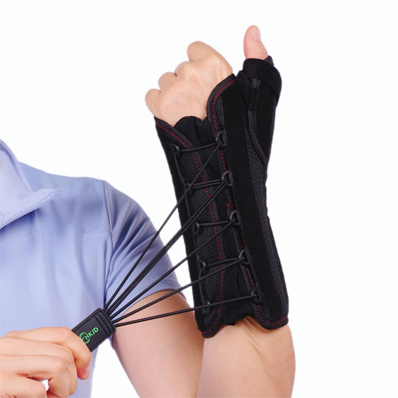 [Australia] - Wrist Brace with Thumb Support - Carpal Tunnel Day Night Brace for Men & Women, Adjustable Thumb Spica Splint for Left or Right Hand, for De Quervain's, Tendonitis, Arthritis Pain Relief (Black, One Size, Left Hand) 