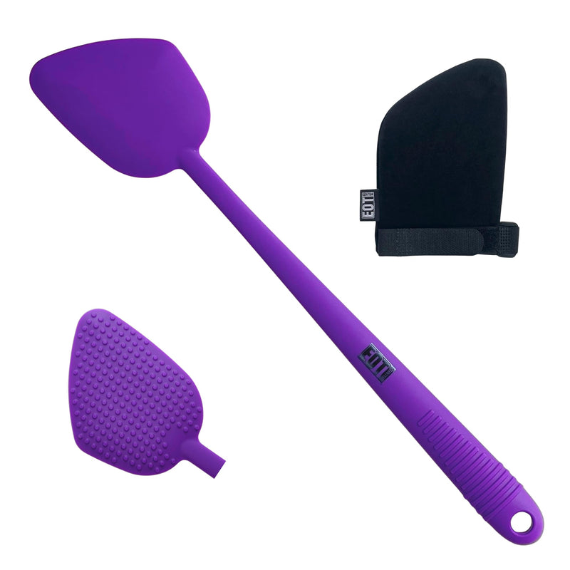 [Australia] - Bendable Lotion Applicator for Back & Body (Microfiber Mitt Included) - Sunscreen, Self Tanner, Medication, Body Lotion Applicator for Back Purple 