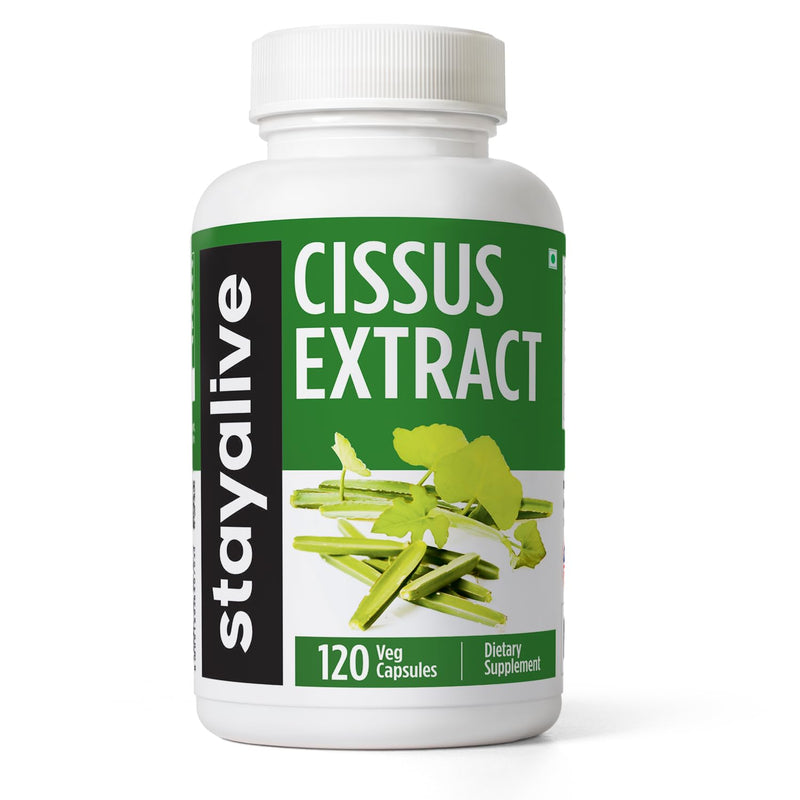 [Australia] - STAY ALIVE Cissus Quadrangularis Supplement 1000mg, 120 Pills, Pure Extract Powder with 40% Ketosterones, Non-GMO and Gluten-Free Cissus Extract Capsules for Men and Women 