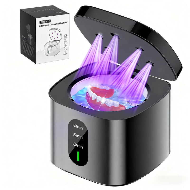 [Australia] - 2025 Ultrasonic Retainer Cleaner Machine, 45kHz Retainer Cleaner with Digital Timer & 3 Modes, 200ML Large Capacity Ultrasonic Cleaner for Dentures, Night Guards, Braces, Aligner, Jewelry and More Black 