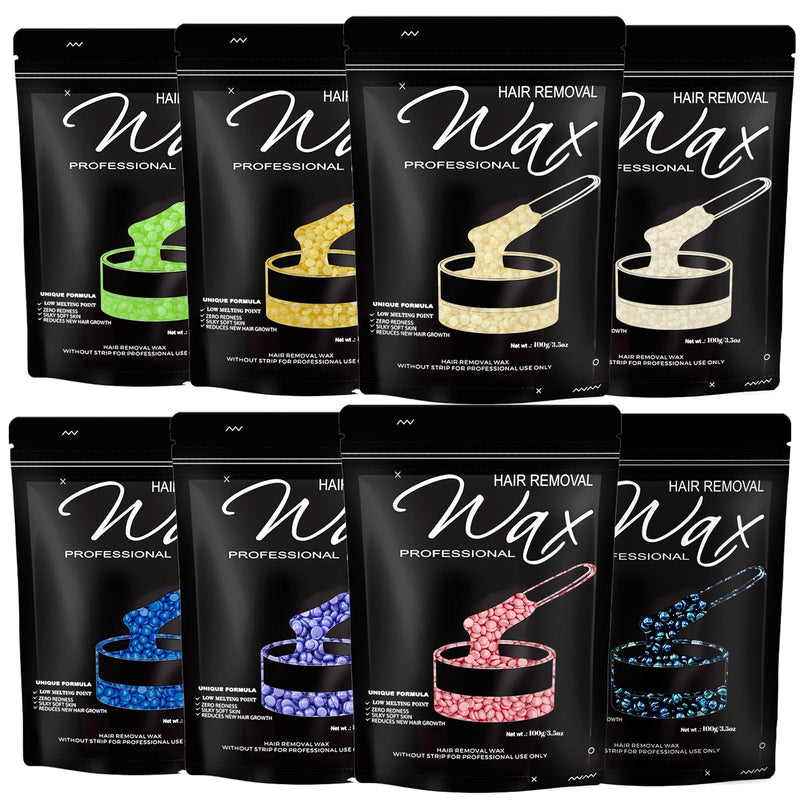 [Australia] - Wax Beads 8 Packs (100g/Each),Hard Wax Beads with 8 Go-To Scents - Wax Beads for Hair Removal and Sensitive Skin, Hard Wax Bags for Body, Face,Legs,Bikini,and Brazilian At-Home Waxing 8 Scents 28 Ounce (Pack of 1) 