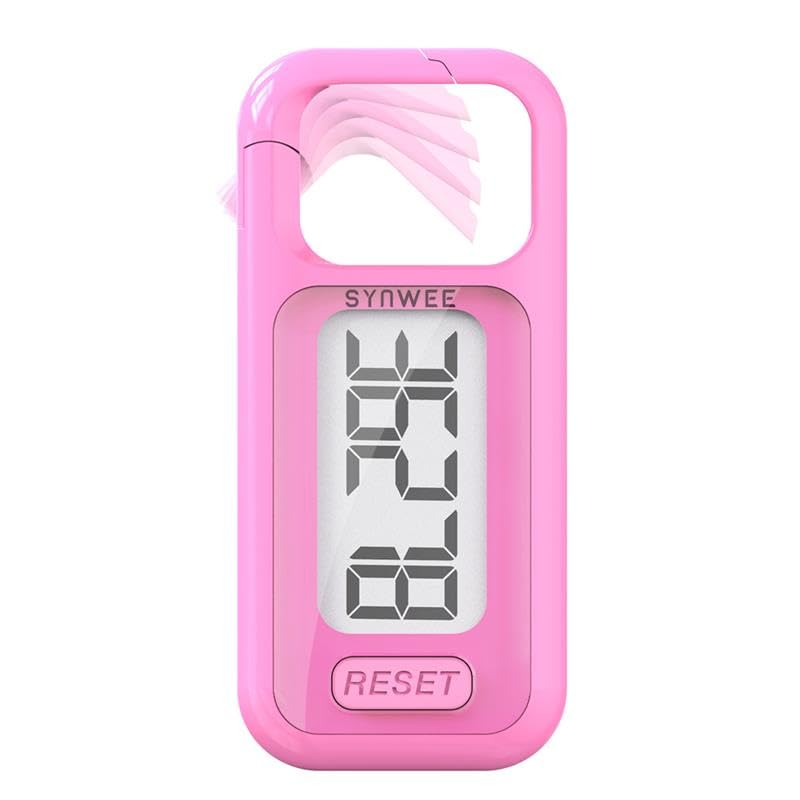 [Australia] - 3D Pedometer for Walking ‚Äì Simple Step Counter with Clip, Large Display & Reset Button ‚Äì No Bluetooth or App Needed ‚Äì Portable Step Tracker for Adults and Seniors (Pink) 
