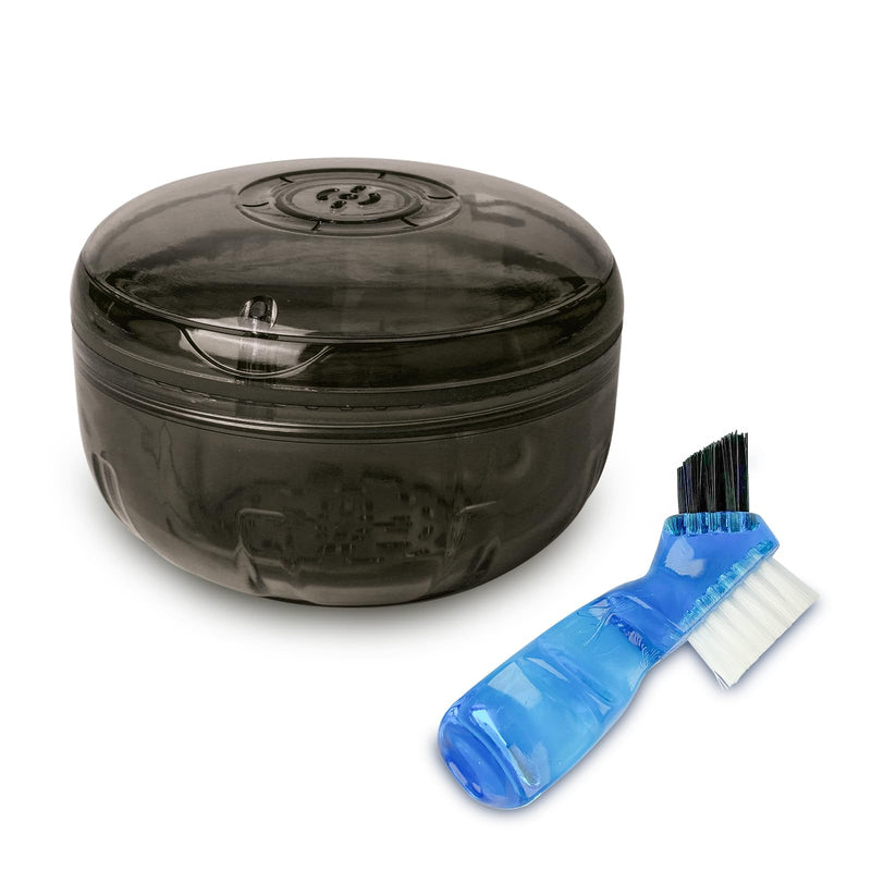 [Australia] - Retainer Cleaning Case,Portable No-Leak Denture Cup Case with Dentures Brush Kit, Travel Retainer Cases with Vent Holes for Clear Aligner,Mouth Guards,Night Guard,Dentures (Black) Black 