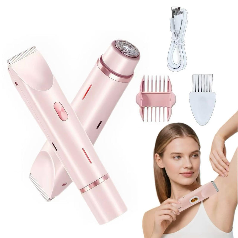 [Australia] - Bikini Shaver & Trimmer for Women - Dermave 2-in-1 Electric Shaver, IPX7 Waterproof Body Hair Remover & Bikini Line Razor, USB Rechargeable for Sensitive Skin (Legs, Underarms) 
