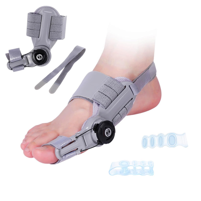 [Australia] - Bunion Corrector for Men and Women Big Toe, Adjustable Splint for Hallux Valgus Correction with Anti-slip Heel Strap and Detachable Silicone Pad, Toe Separators Pack(Gray) Gray 