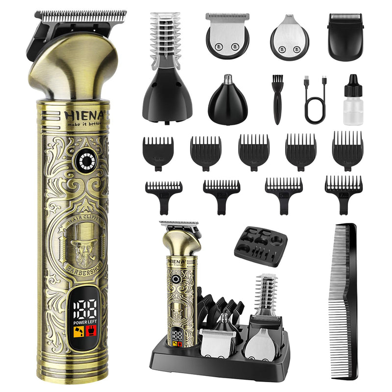 [Australia] - HIENA PRO Beard Trimmer for Men, Electric Razor & Shavers for Men, Cordless T-Blade Hair Clipper Set, Mens Grooming Kit for Shaving Face, Mustache, Body, Ear, Hair,Nose Trimmer 