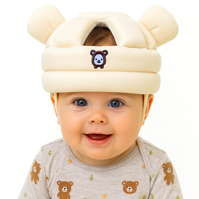 [Australia] - Baby Head Protector for Crawling Walking, Infant Helmet with Foam Bumpers, Adjustable Baby Helmet for Crawling Walking, Toddler Helmet - Head Protector for Baby Walking 6-24 Months. Beige 