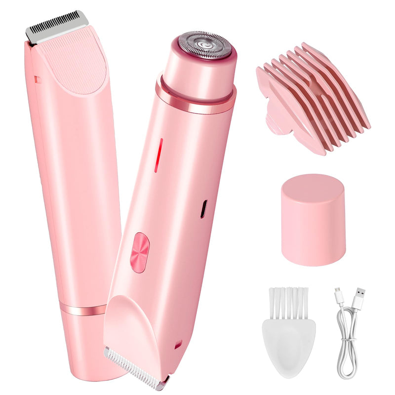 [Australia] - Dermawave Bikini Shaver Trimmer 2.0 for Women Pubic Hair, 2 in 1 Dual Head Painless Electric Razor for Bikini Line Area, Waterproof 