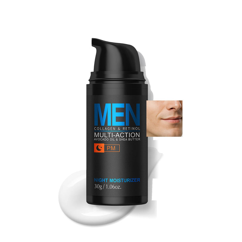 Mens Face Moisturizer Night Cream, Deep Hydrating Multi-Action Lotion, Vitamin E, Collagen & Retinol, Hyaluronic Acid, Firming Smoothing, Lifting, Mens Face Cream for Face & Neck Skin Care Night Moisturizer