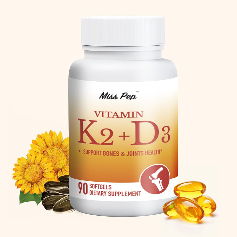 Vitamin D3 & K2 Vitamin Supplement for Men & Women,Vegan-Friendly 5000 Iu D3 and 100 Mcg K2 (Mk-7) Immune, and Overall Health -90 Softgels 90 Count (Pack of 1)