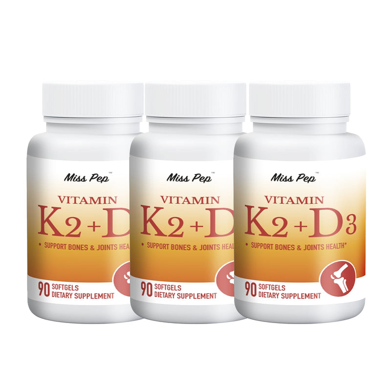 Vitamin D3 K2,5000 Iu D3 and 100 Mcg K2 (Mk-7),with Sunflower Oil Softgels,Easy to Absorb and Swallow D & K Complex,Supports Immune Support (3 Bottle，270 Softgels) 90 Count (Pack of 3)