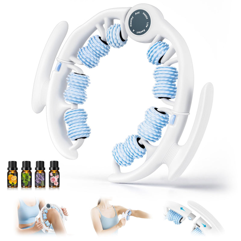 [Australia] - Cellulite Massage Tool, Fascia Blaster for Cellulite, Lymphatic Drainage Massager Relieve Muscle Soreness, Anti Cellulites Roller with Detachable Roller Handle to Massage More Areas (White) Whitw 