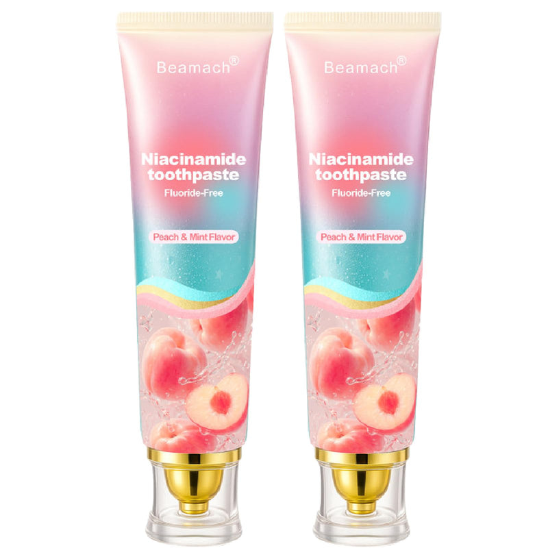 [Australia] - Niacinamide Whitening Toothpaste, Triple White Probiotic Whitening Toothpaste, Fluoride-Free| Sensitivity Relief | Fresh Breath & Stain Removal Formula | Sakura Peach Fragrance (2) 2 