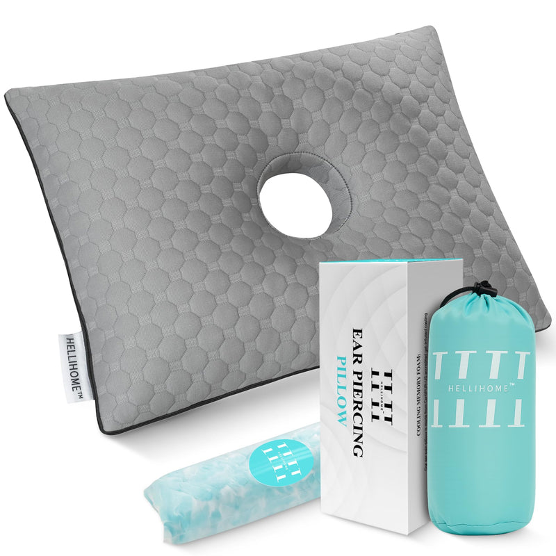 [Australia] - Ear Piercing Pillow with Hole for Ear - Adjustable Shredded Memory Foam Pillow for Side Sleepers, CNH Pillow for Piercing Healing & Ear Pain Relief | Soft Washable Travel Pillow with Bag Extra Foam 