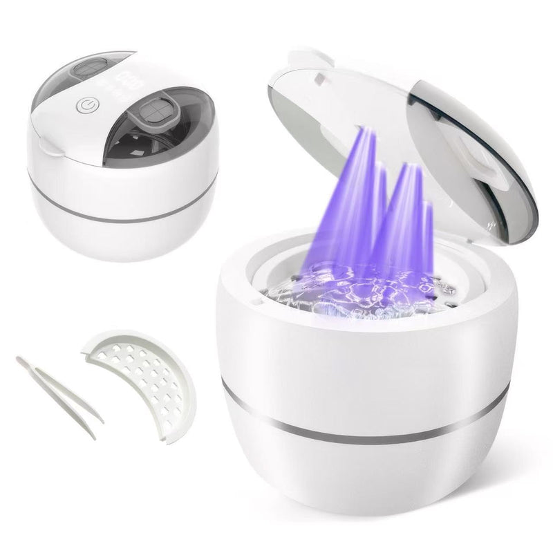 [Australia] - 2025 Ultrasonic Retainer Cleaner Machine for Dentures - 45kHz Retainer Cleaner Machine for Mouth Guards, Braces, Toothbrush Heads, Jewelry with 200ML Capacity, 24W & 4 Modes for All Dental Appliances 
