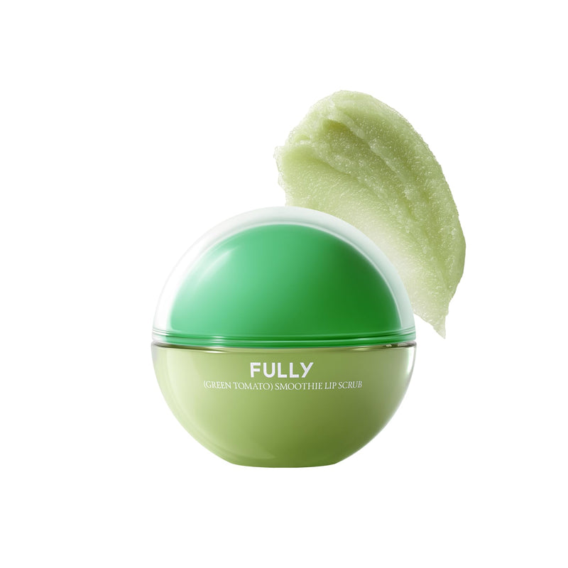 [Australia] - FULLY Green Tomato Smoothie Sugar Lip Scrub, Gentle Lip Exfoliator with Organic Sugar & Tomato Seed Oil for Smooth, Hydrated Lips, Vegan Daily Lip Polish for Dry, Flaky Lips, Korean Skincare, 0.42 oz 