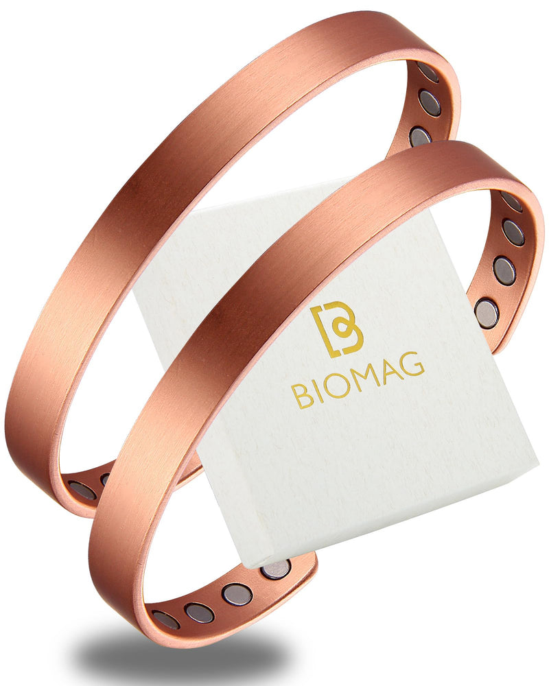 [Australia] - BioMag 2Pcs 99.9% Copper Bracelet for Women, Adjustable Magnetic Bracelets Copper Bangle Cuff with 3500 Gauss Magnets, Jewelry Gift 