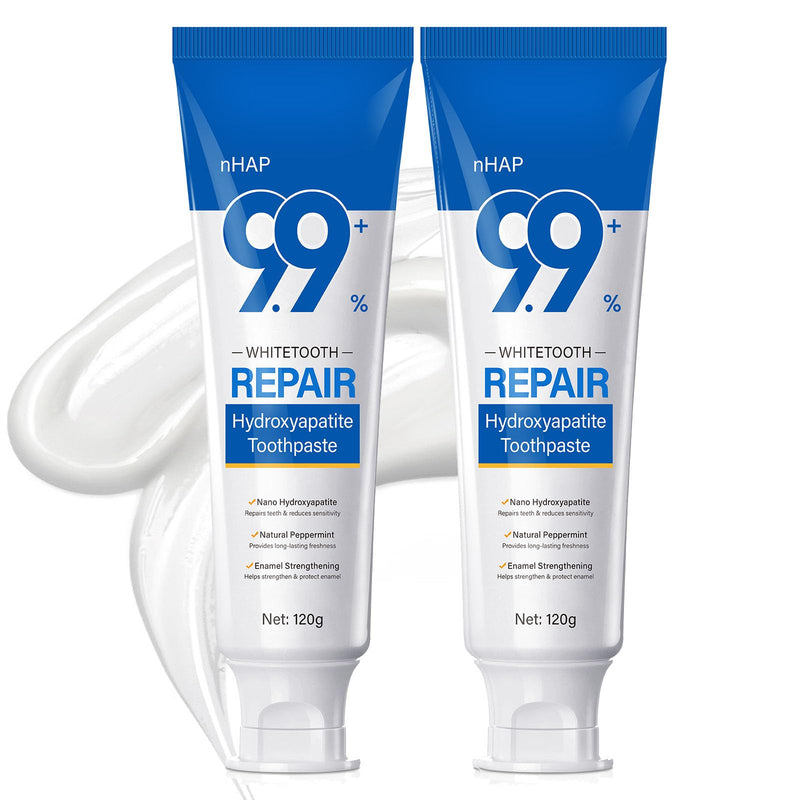 [Australia] - 9.9% Nano Hydroxyapatite Toothpaste 2Pcs - Gum Care Strengthen, Repairs Teeth and Reduces Sensitivity, Provides Long-Lasting Freshness, Prevent Cavities, Naturally Whiter Teeth, Fluoride-Free 
