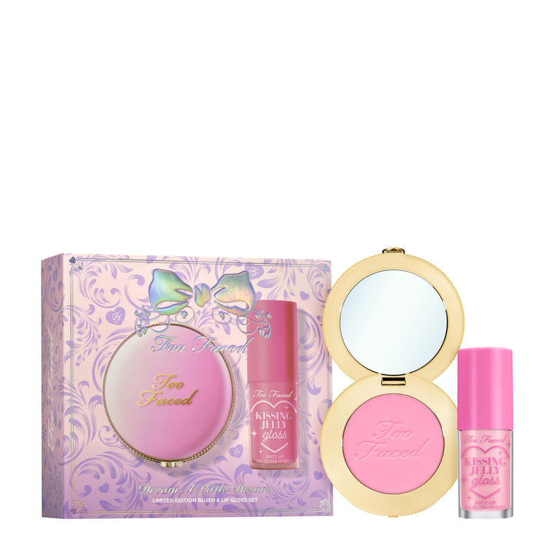 [Australia] - Too Faced Dream A Little Dream Blush & Lip Gloss Set | Cloud Crush Powder Blush + Kissing Jelly Lip Oil With Sheer Coverage, Gift Set 