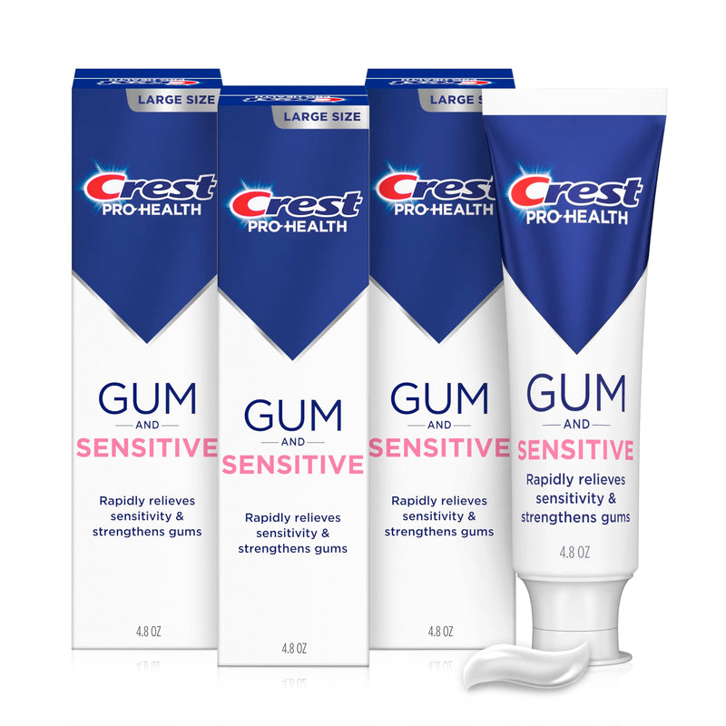 [Australia] - Crest Sensitive and Gum Toothpaste 4.8 oz (3 Pack), Relieves Sensitivity, Strengthens Gums, Anticavity, Clinically Proven, Antibacterial Toothpaste 