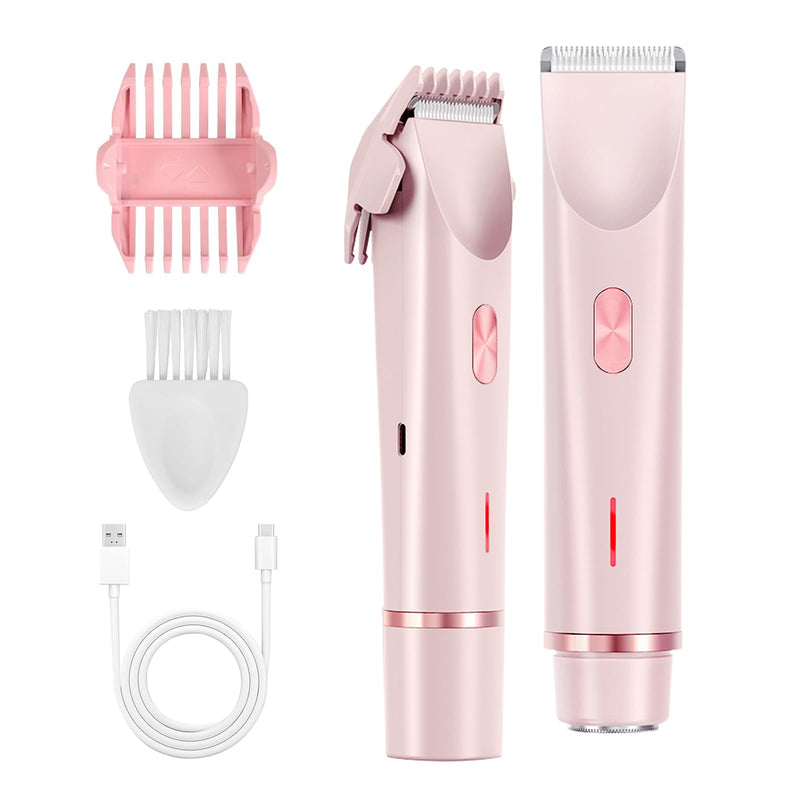 [Australia] - Dual Head Bikini Trimmer for Women, IPX7 Waterproof Wet & Dry Use, Electric Bikini Shaver and Epilator 2-in-1 Electric Razors for Women Bikini Underarm Body Leg Arm Face Intimate Areas,Pink Pink 