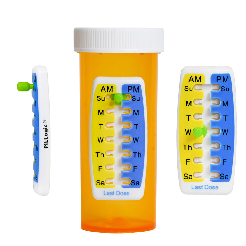 Pill Reminder Medication Tracker 2-Pack - Adhesive Dose Tracker for Prescription Bottles, Vitamins & Pet Medicine - AM/PM Daily Reminder Sticker - No Battery Required