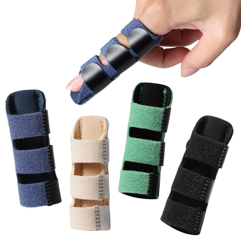 Finger Splint Set – 4 Pcs, Adjustable Trigger Finger Support Brace for Middle Finger Broken Straightening Arthritis Mallet Sprains, Ideal for Pain Management