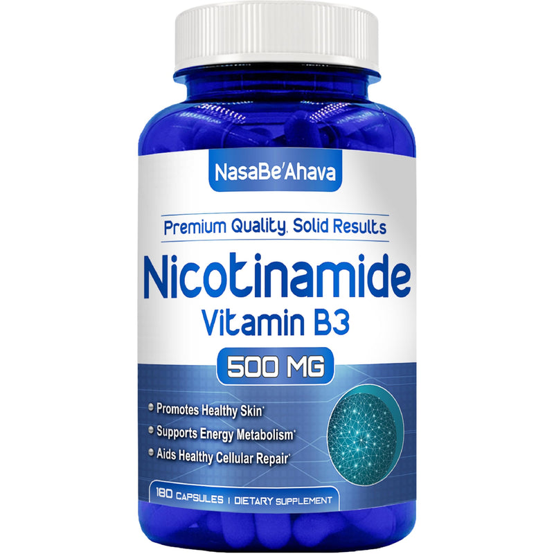 Vitamin B3 Nicotinamide 500mg Capsules | NAD+ Precursor and Longevity with Nicotinamide Form of Vitamin B3 Niacin Flush Free for Aging Skin Energy & Cellular Support | Made in the USA (180 Day Supply)